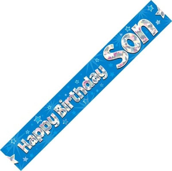9ft Banner Happy Birthday Son Holographic