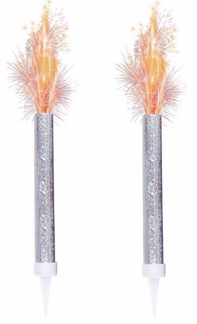 Fountain Candles Silver 2 pack