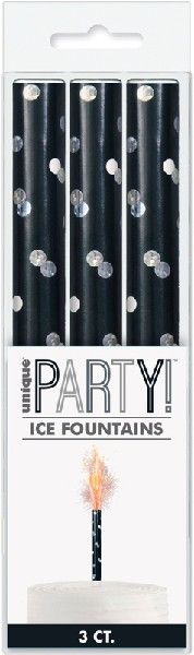 24 x BLACK Ice Sparkling Fountain Candles Packs of 3 - 72 Total Bottle Clips Available