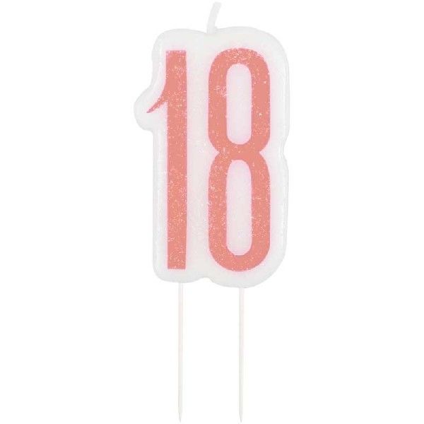 Rose Gold Numeral Birthday Candle 18