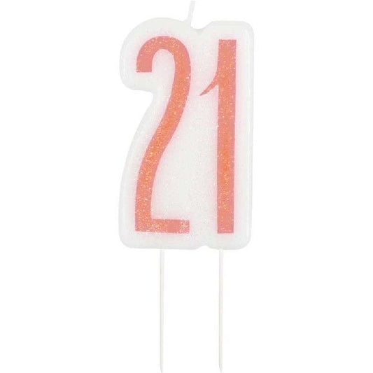 Rose Gold Numeral Birthday Candle 21