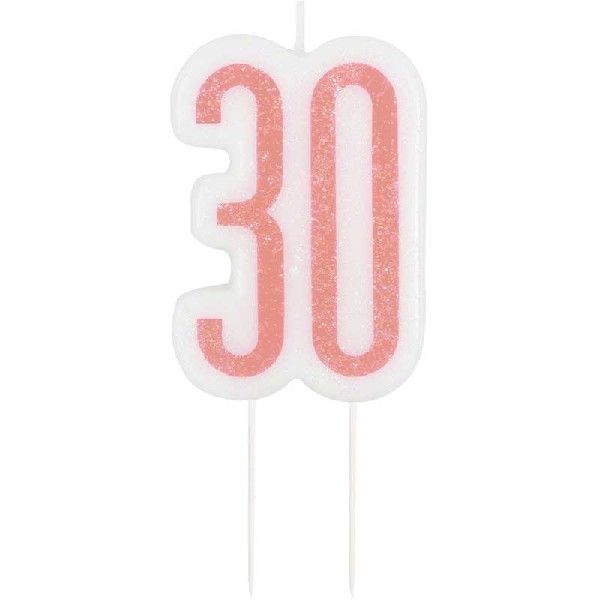 Rose Gold Numeral Birthday Candle 30