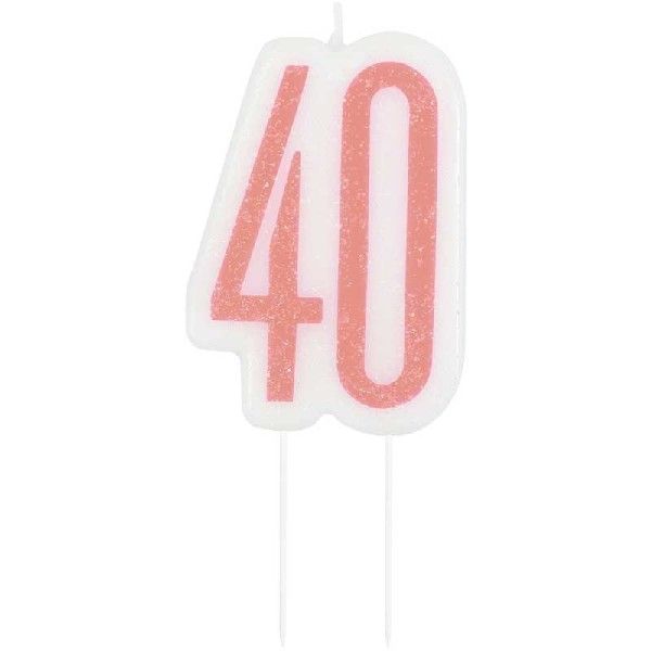 Rose Gold Numeral Birthday Candle 40