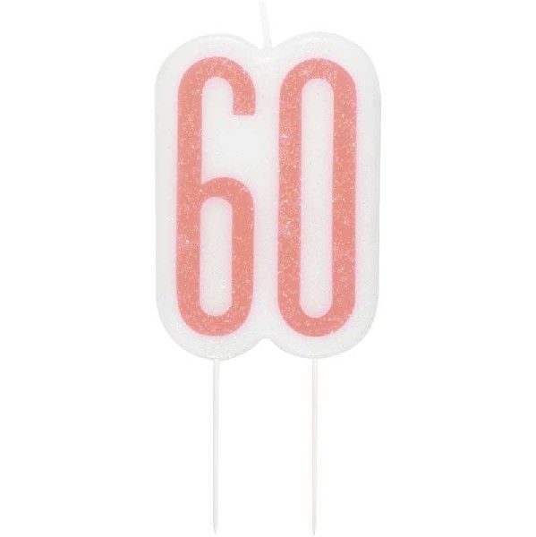 Rose Gold Numeral Birthday Candle 60