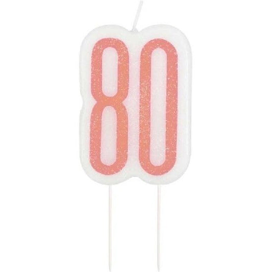 Rose Gold Numeral Birthday Candle 80