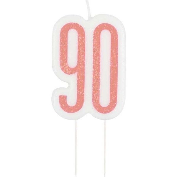Rose Gold Numeral Birthday Candle 90