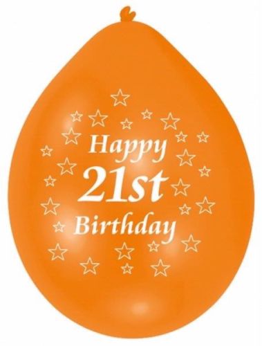 Age 21 Multicolor Birthday Balloons 10 Per Pack
