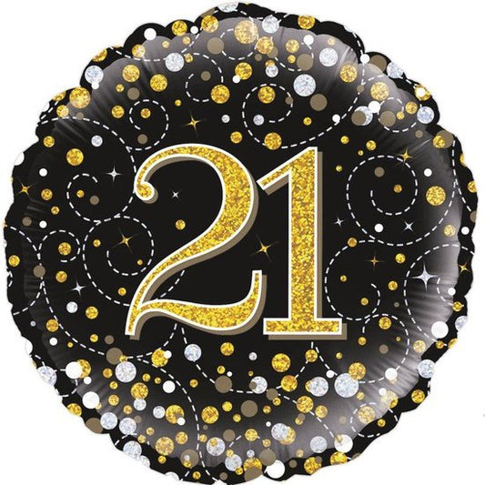 21st Sparkling Fizz Birthday Black & Gold