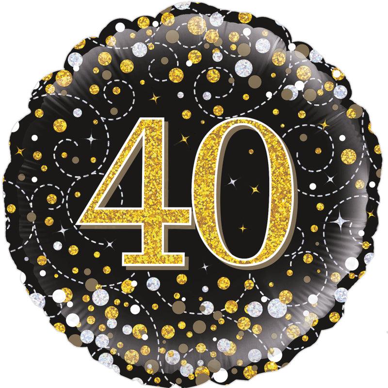 40th Sparkling Fizz Birthday Black & Gold