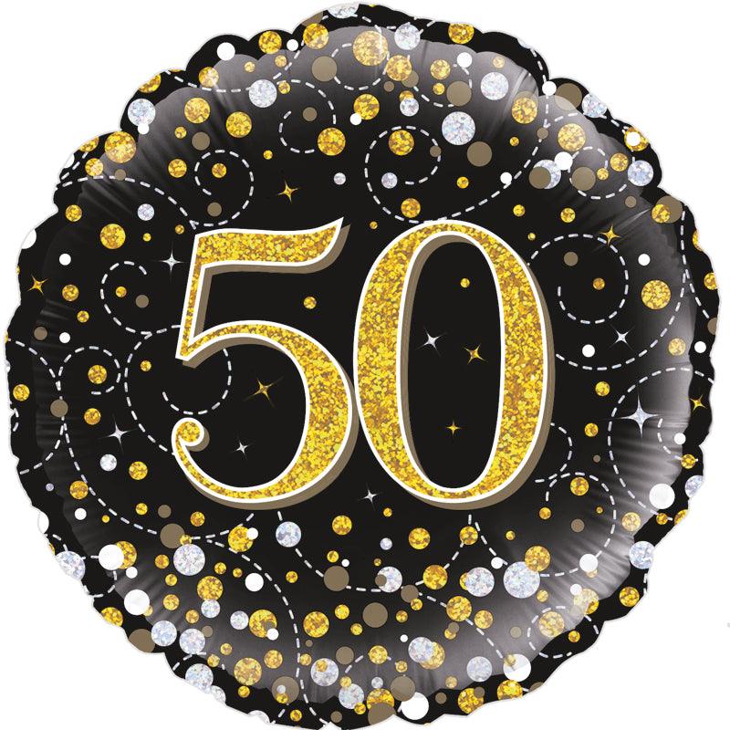 50th Sparkling Fizz Birthday Black & Gold