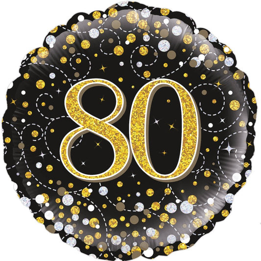 80th Sparkling Fizz Birthday Black & Gold