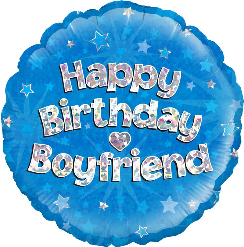 Happy Birthday Boyfriend Blue Foil Balloon