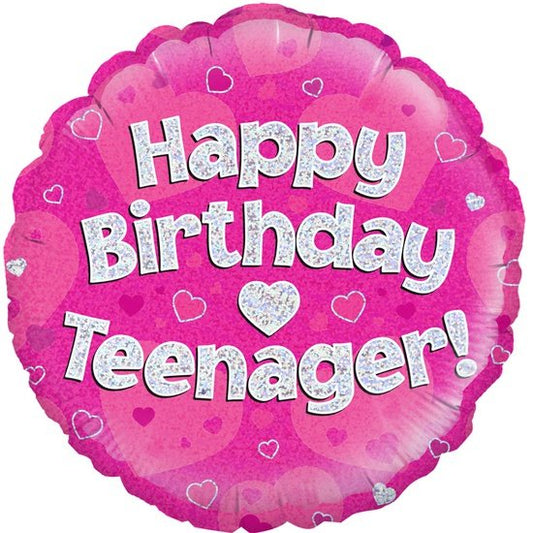 Happy Birthday Teenager Pink Foil Balloon