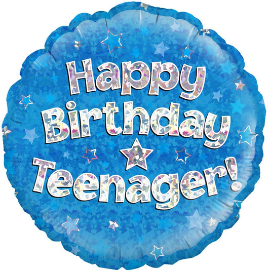 Happy Birthday Teenager Blue Foil Balloon