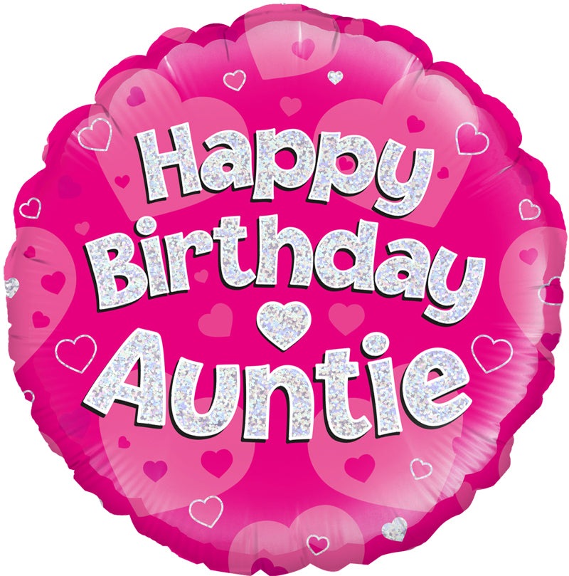 Happy Birthday Auntie Pink Foil Balloon