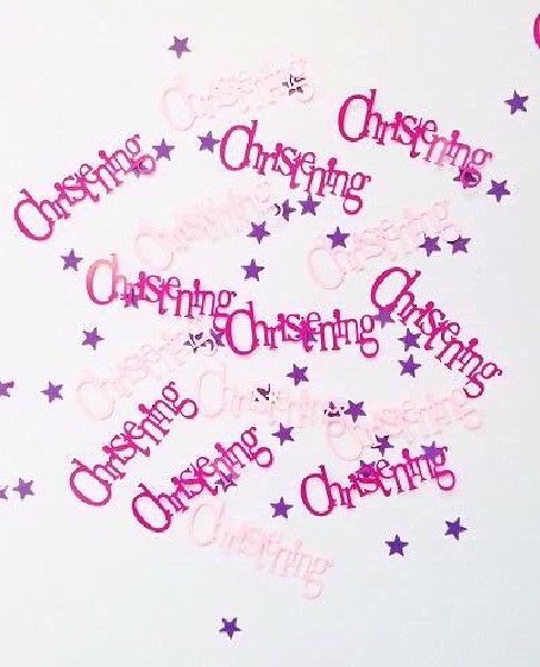 Pink Bunting Christening Foil Confetti, .5oz
