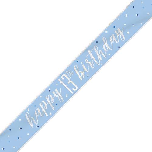 Blue & Silver Foil Banner Happy 13th Birthday