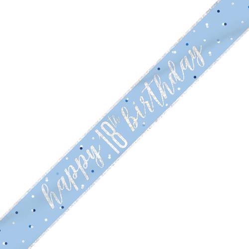 Blue & Silver Foil Banner Happy 18th Birthday