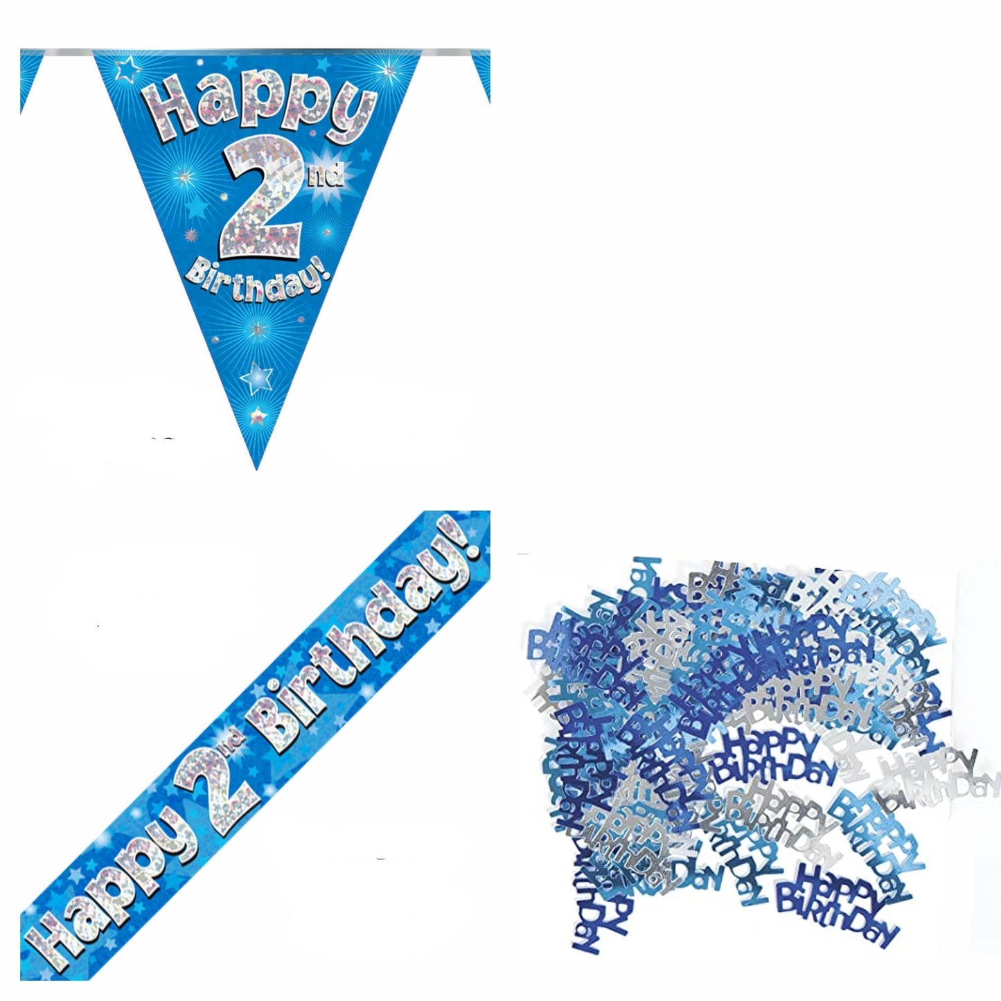 Blue Stars Bundle A Banner, Bunting, Confetti Ages 1 to 90