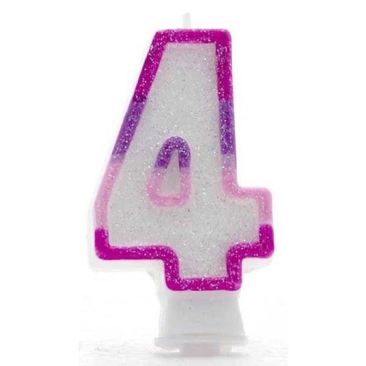 Age 4 Wax Birthday Candle pink