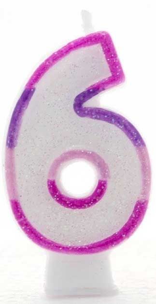 Age 6 Wax Birthday Candle pink