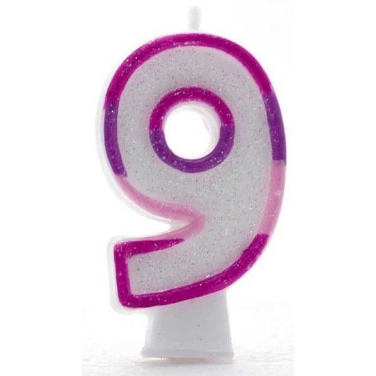 Age 9 Wax Birthday Candle pink