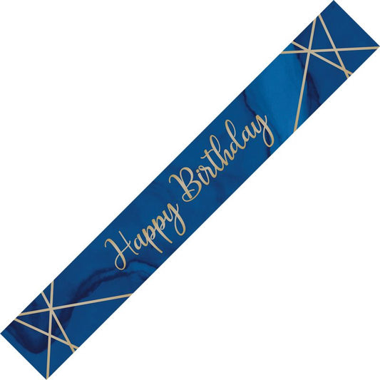Navy and Gold Geode Happy Birthday Foil Banner