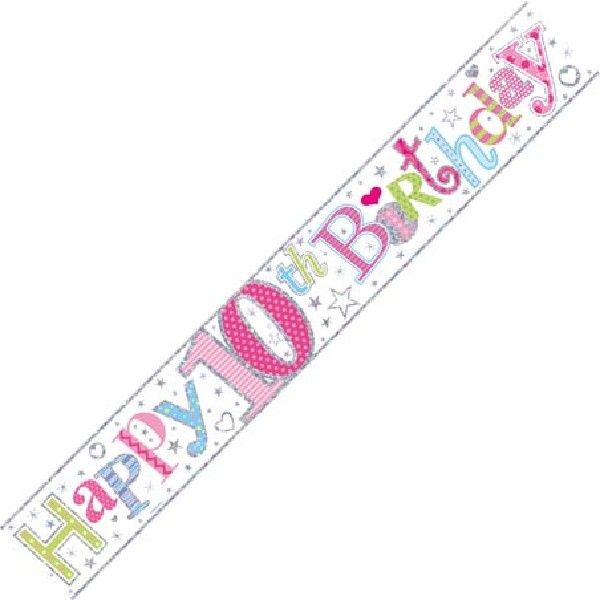 Age 10 Pink Birthday Banner