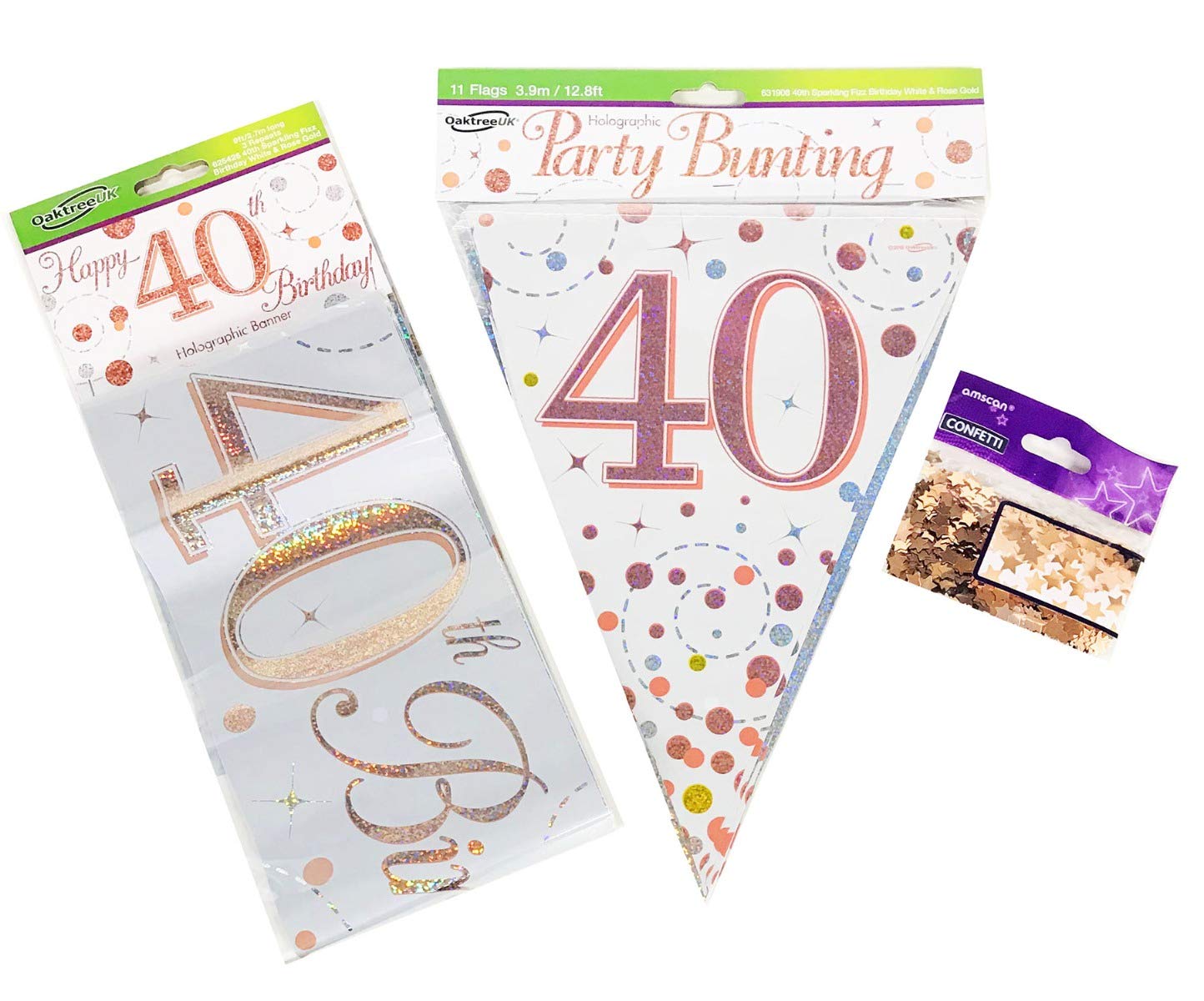 Rose Gold Bundle A Banner, Bunting, Confetti Ages 16 to 90