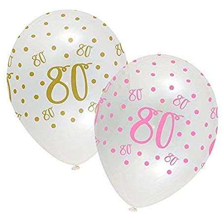 Pink Chic Age 80 Latex Balloons Crystal Clear All Round Print