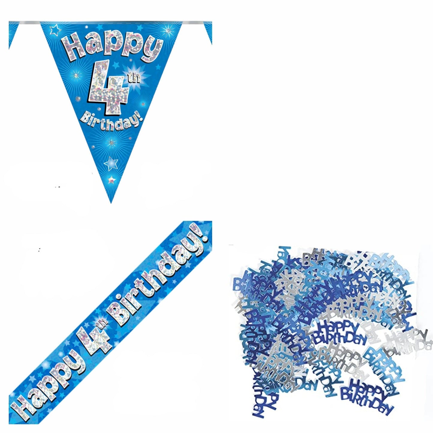 Blue Stars Bundle A Banner, Bunting, Confetti Ages 1 to 90