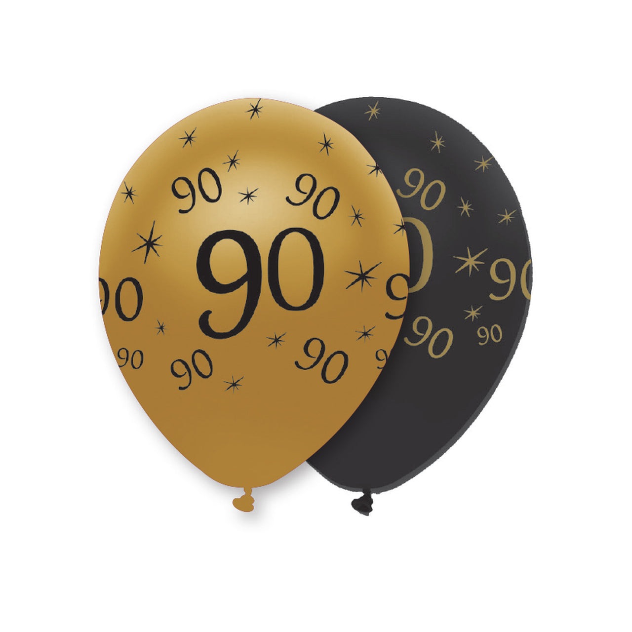 Black and Gold 90 Latex Balloons Pearlescent All Round Print