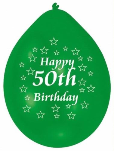 Age 50 Multicolor Birthday Balloons 10 Per Pack