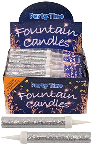 24 x SILVER Ice Sparkling Fountain Candles Packs of 2 - 48 Total. Bottle Clips Available