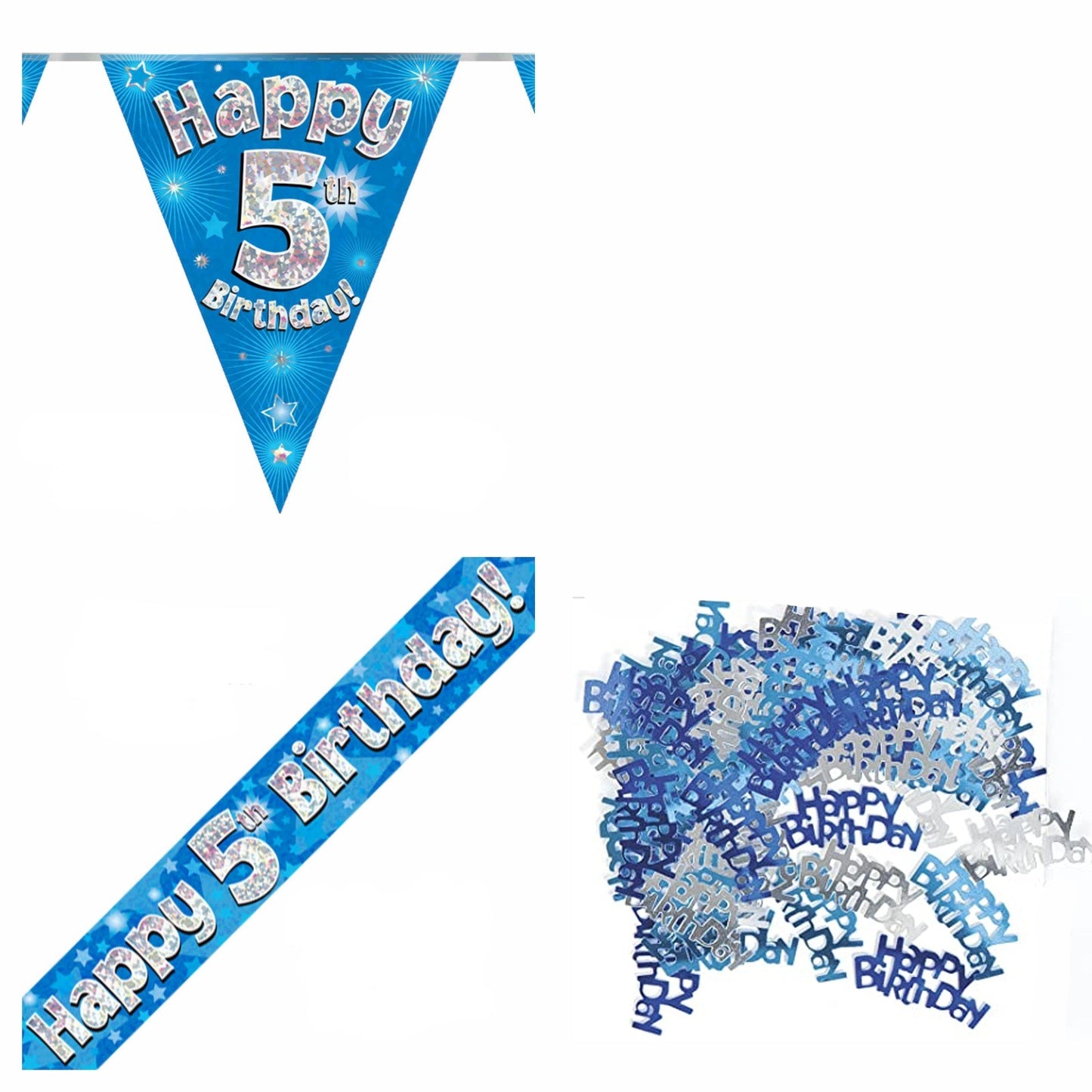 Blue Stars Bundle A Banner, Bunting, Confetti Ages 1 to 90