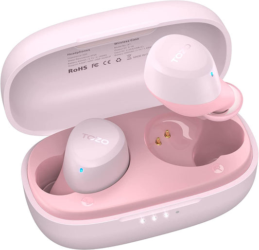 Wireless Earbuds Bluetooth 5.3 Earphones in Ear Light-Weight Headphones Built-in Microphone, Immersive Premium Sound Long Distance Connection Headset with Charging Case Pink