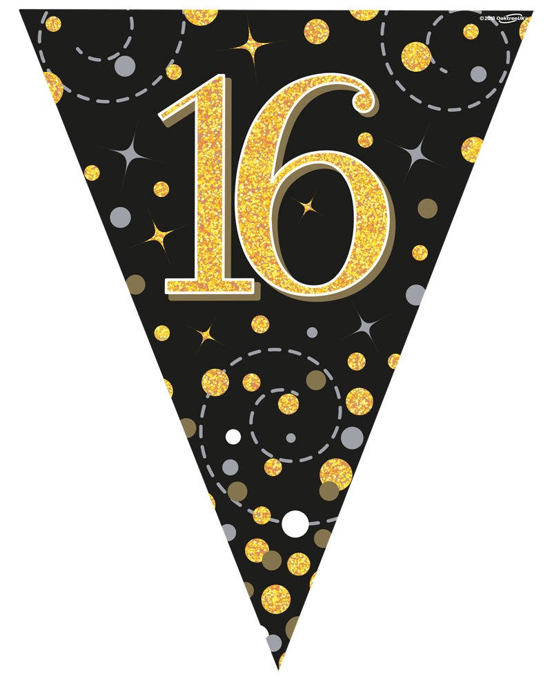 Party Bunting 16th Black & Gold