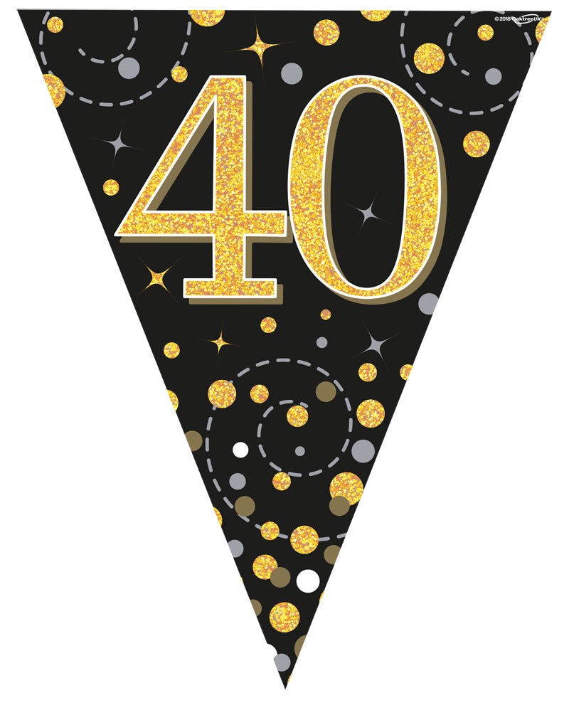 Party Bunting 40th Black & Gold