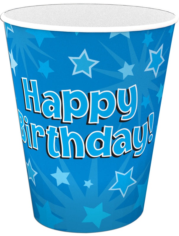 Happy Birthday Blue 9oz/266ml Cups 8pcs