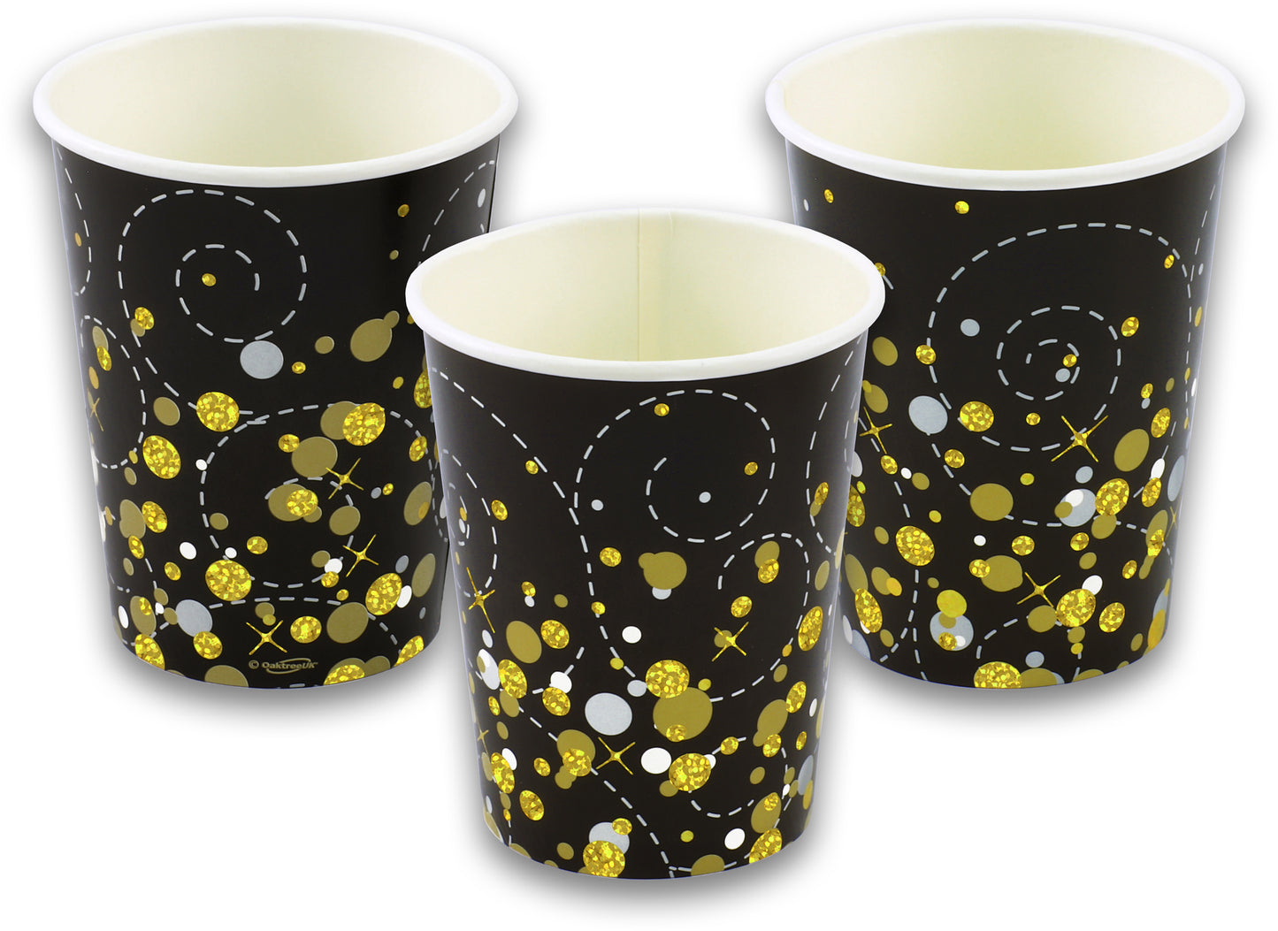 Sparkling Fizz Black & Gold 9oz/266ml Cups 8pcs