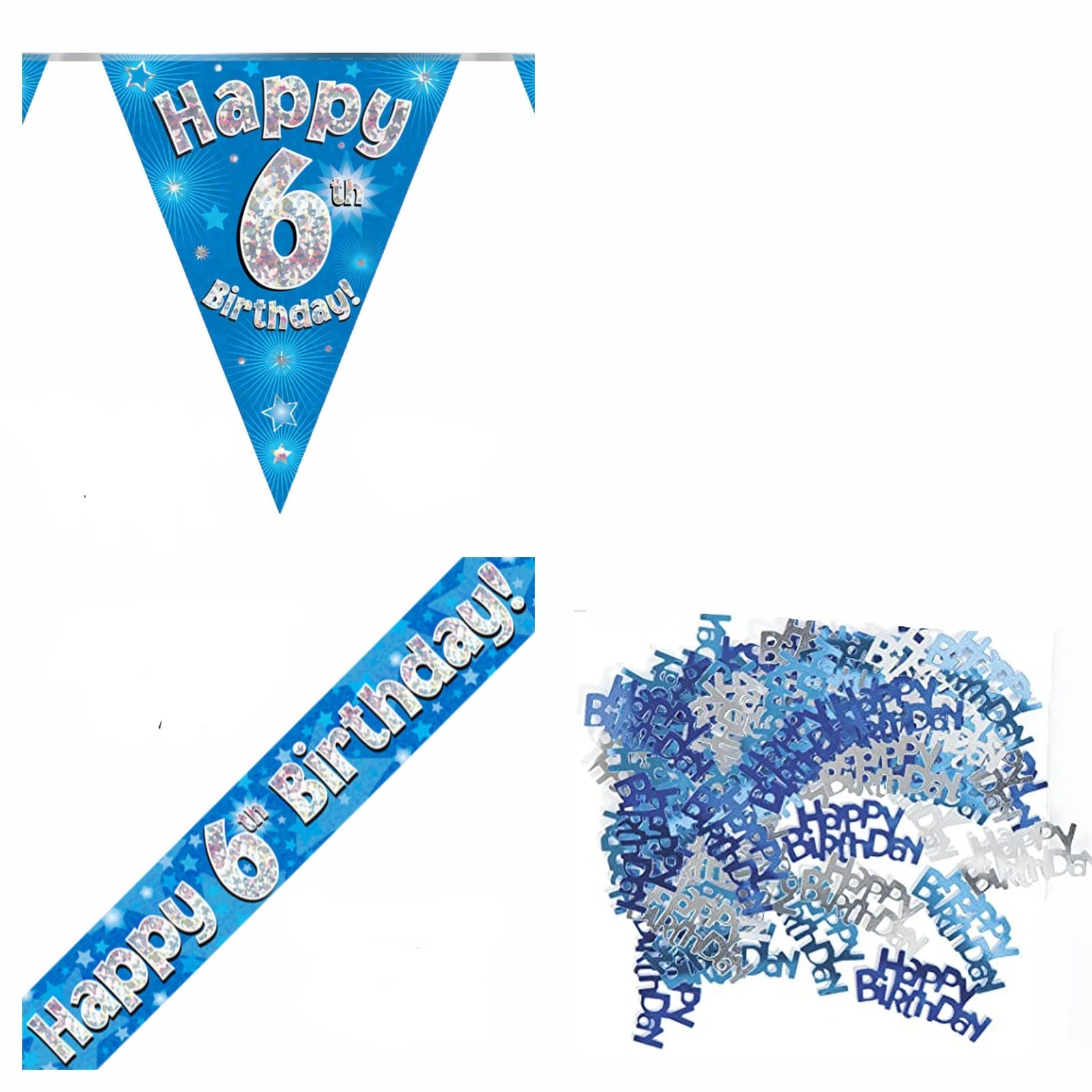 Blue Stars Bundle A Banner, Bunting, Confetti Ages 1 to 90