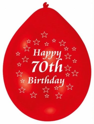 Age 70 Multicolor Birthday Balloons 10 Per Pack