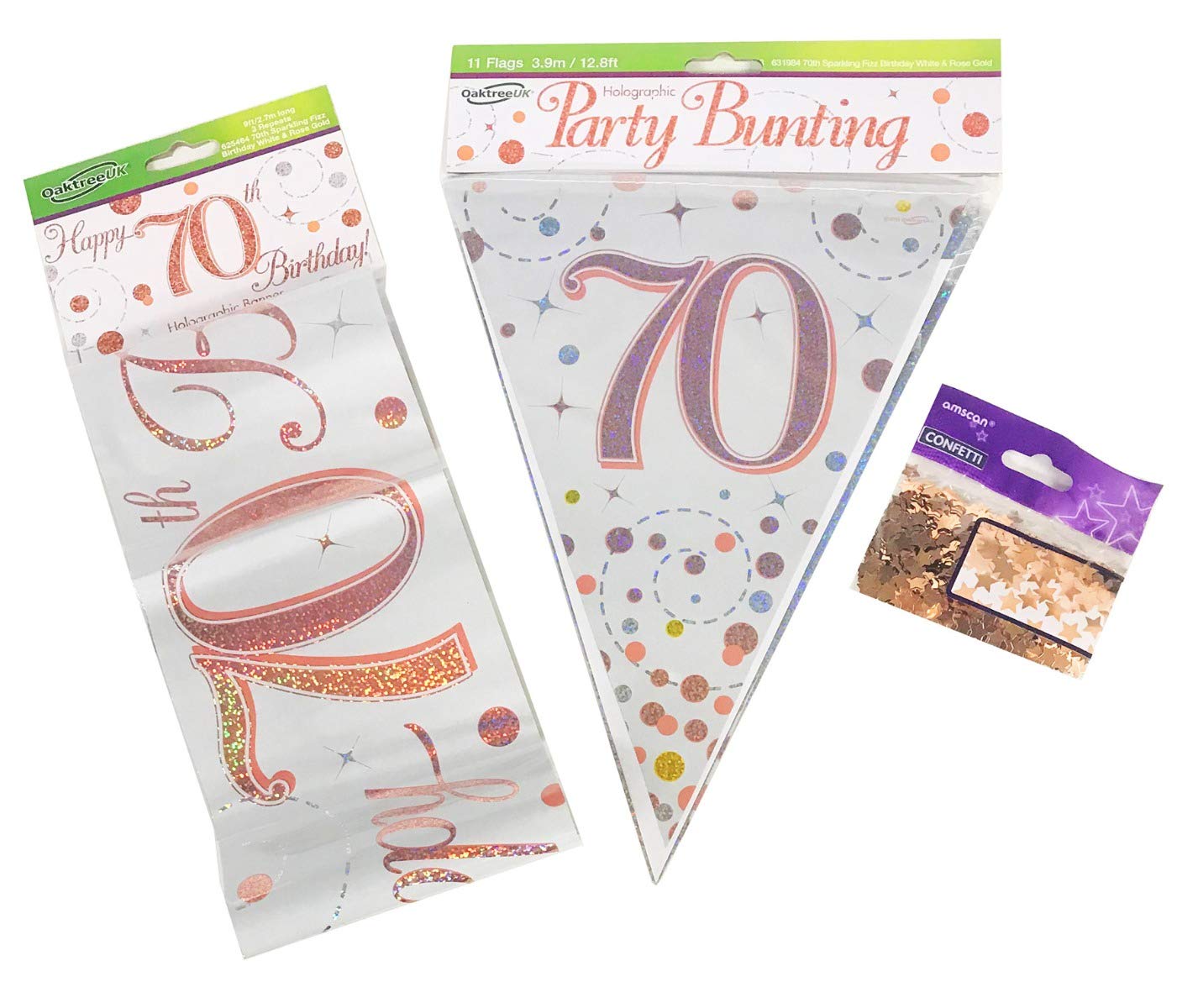 Rose Gold Bundle A Banner, Bunting, Confetti Ages 16 to 90