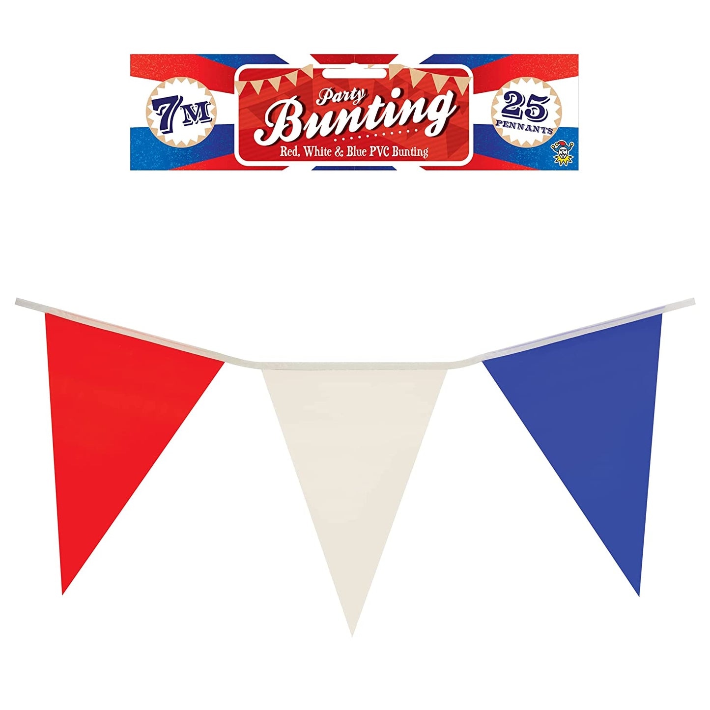 King's Coronation Party Bunting Red, White & Blue PVC Party Bunting 25 Pennants Flags 7m Long
