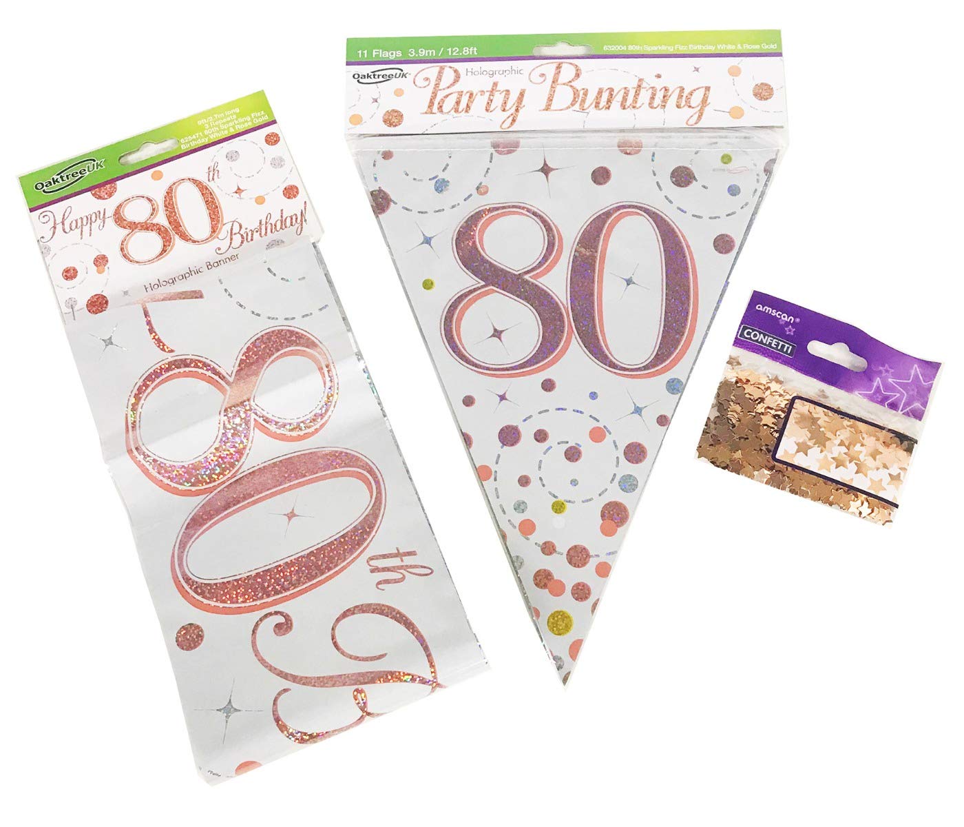 Rose Gold Bundle A Banner, Bunting, Confetti Ages 16 to 90