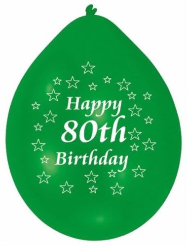 Age 80 Multicolor Birthday Balloons 10 Per Pack