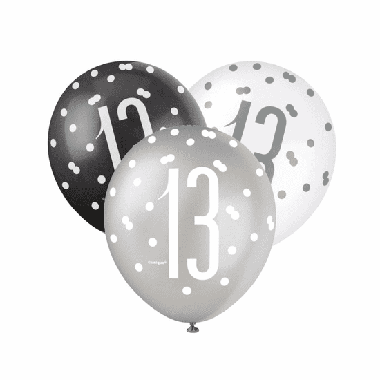 Black, Silver, & White Latex Balloons 13th