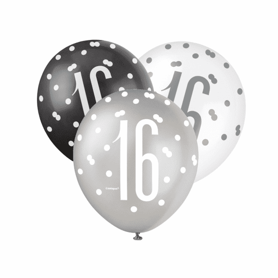 Black, Silver, & White Latex Balloons 16th