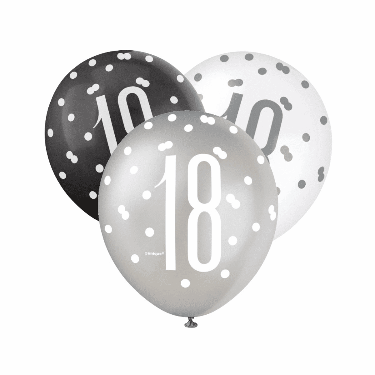Black, Silver, & White Latex Balloons 18th