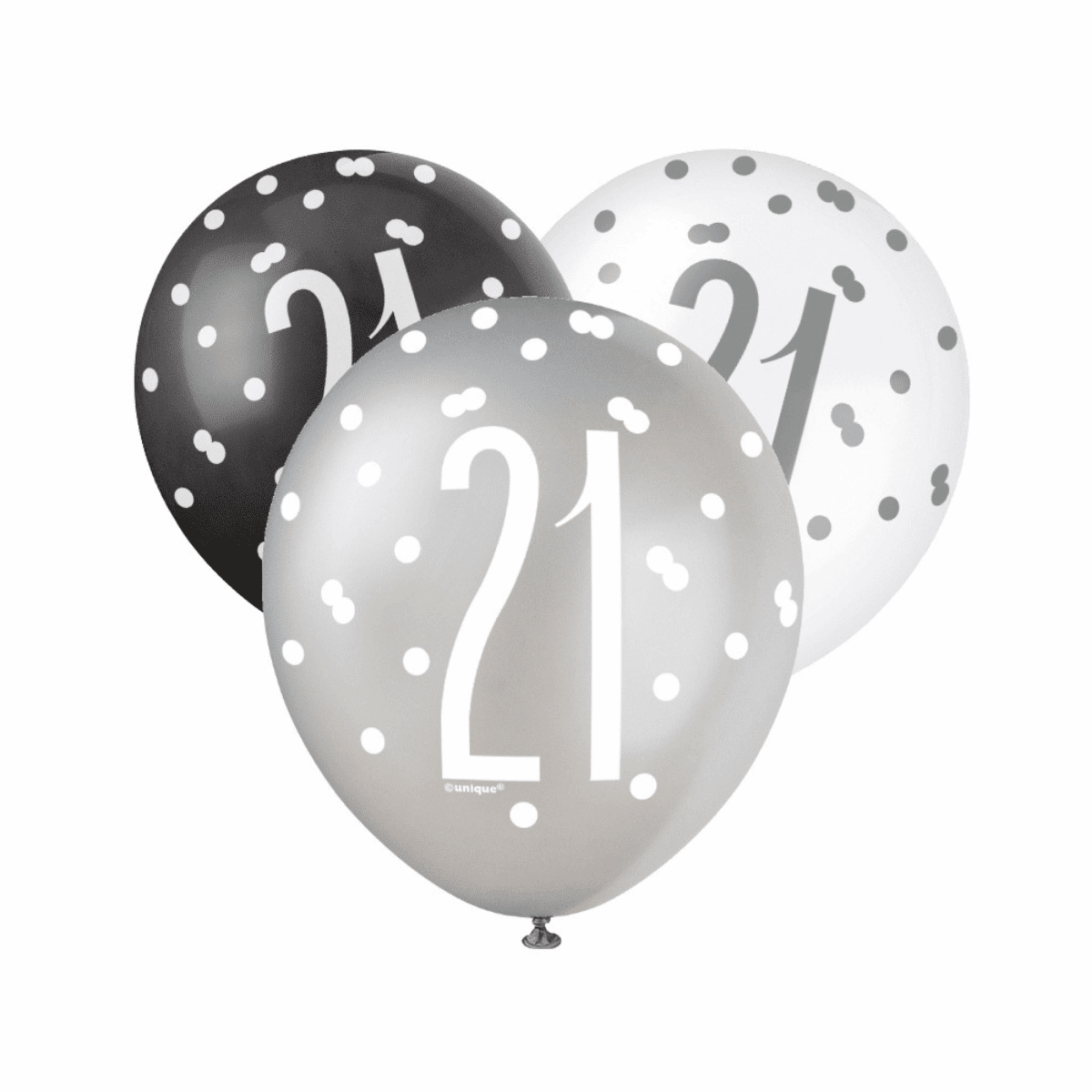 Black, Silver, & White Latex Balloons 21st